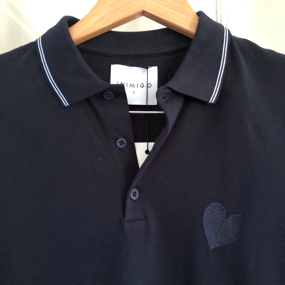 INIMIGO- Men’s Classic print heart jersey polo - Picture 2 of 9
